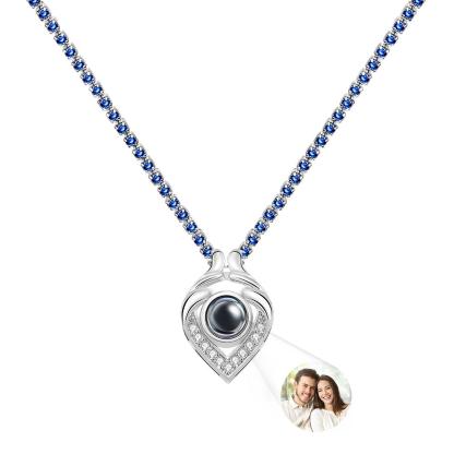 Custom Photo Projection Necklace Heart Tennis Chain Creative Gift