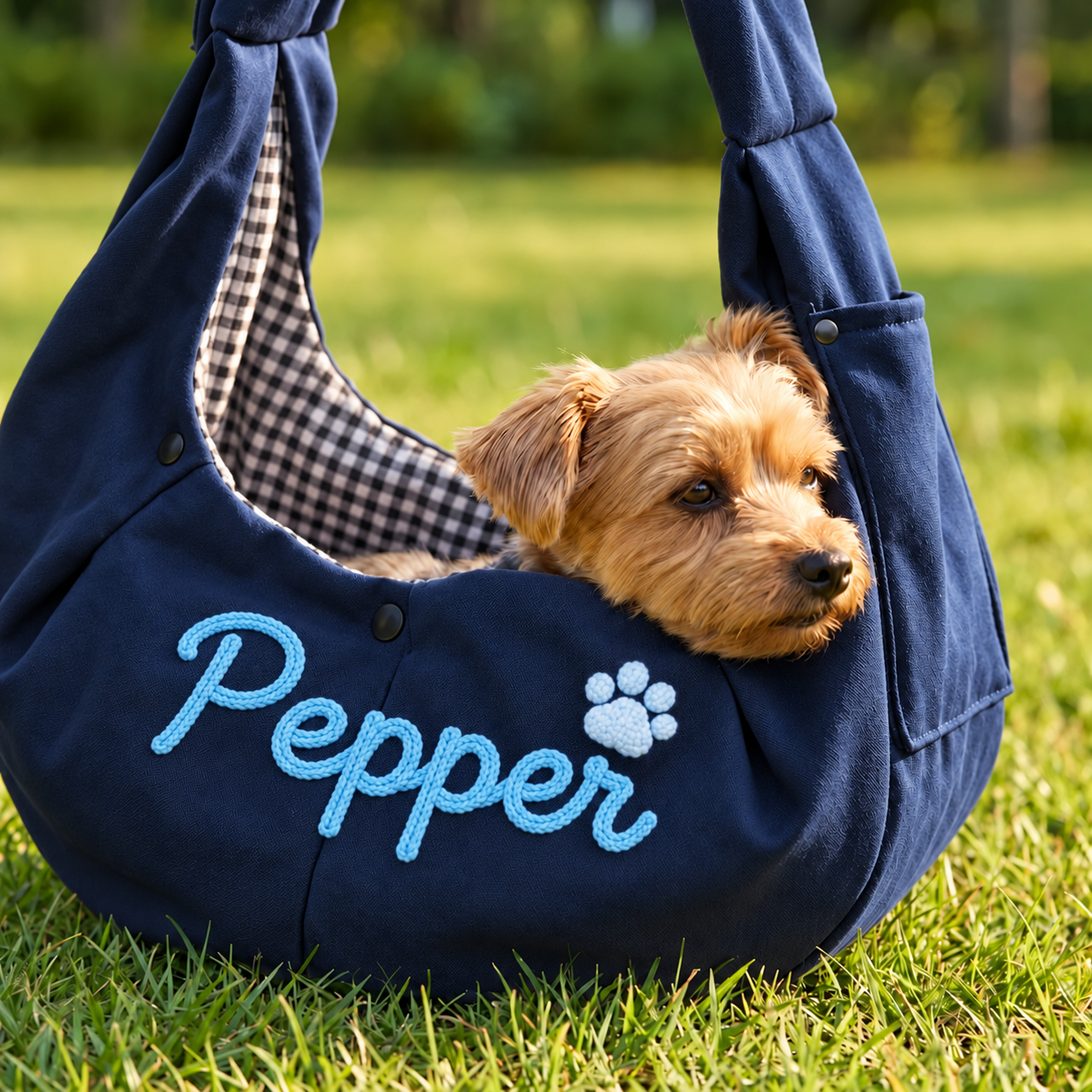 Personalized Pet Sling Carrier, Custom Name Dog Carrier Bag, Small Dog & Cat Shoulder Bag, Hands Free Puppy Travel Bag, Pet Lover Gift