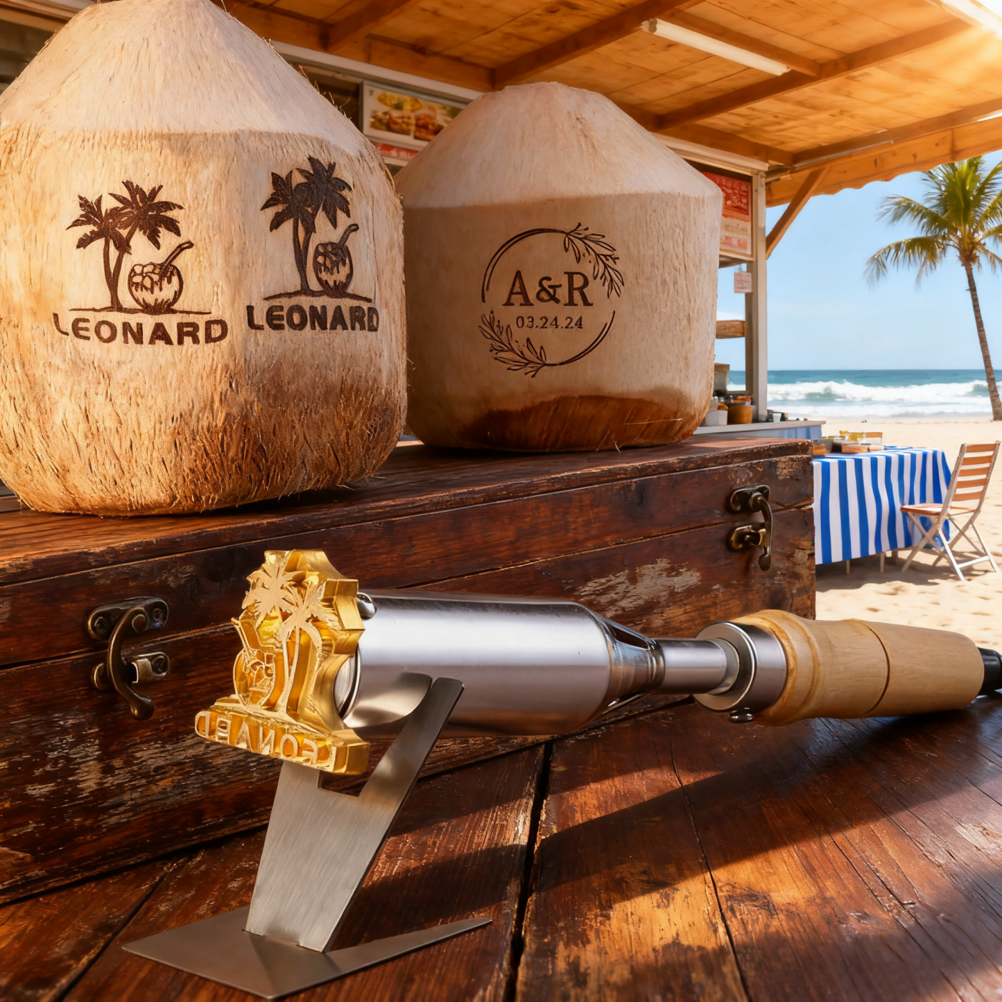 Custom Coconut Branding Iron Adjustable Temperature Heated Wood Stamp Personalized Electric Branding Iron For Woodworkers Logo Iron For Small Business 