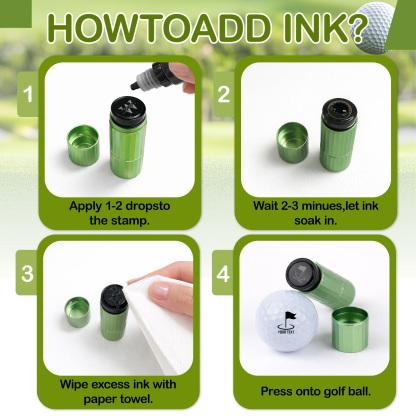 Custom Golf Ball Stamp - Double Sided Personalized 2-in-1 Marker with Name & Icon, Dual Head Reusable Ink Stamper, Water-Proof & Smudge-Free, Ideal Golf Gifts for Men, Dad, Husbands, Golfing Gear