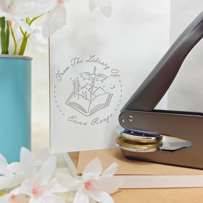 CUSTOM EMBOSSER / Initials Embosser / library embosser / From the Library of / Cat Lover Gifts/Book Lover Gifts / Wedding Embosser