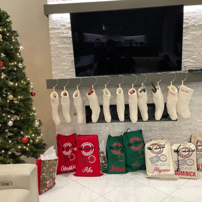 Personalized Christmas Santa Sack, Custom Canvas Gift Bag, Large Santa Present Sack for Kids, Reusable Holiday Gift Bag