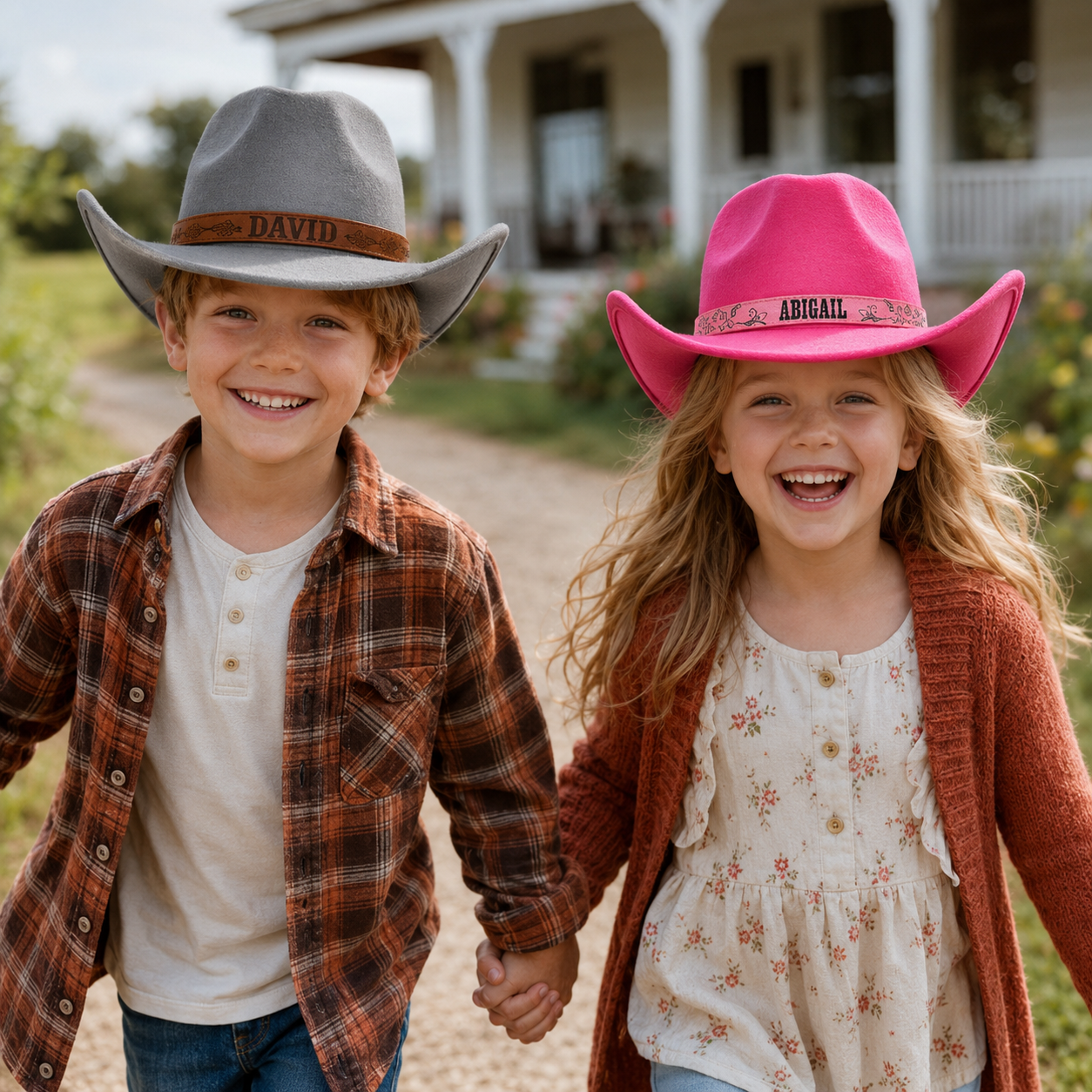 Personalized Cowboy Hat for Toddler Boys Girls, Western Hat for Kids Men Women, Custom Leather Patch Baby Cowgirl Hat