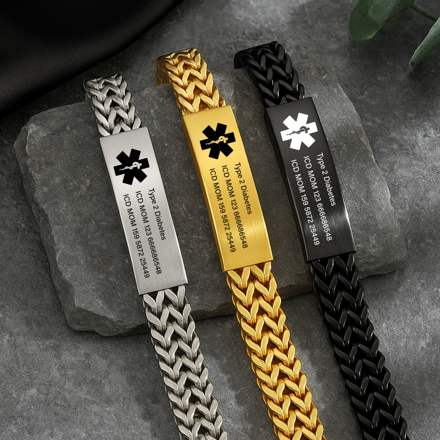 Personalized Medical Alert Bracelet for Men & Women, Custom 8.6" Engraving ID Bracelets Gifts for Grandparents Husband Dad, Customized Stainless Steel Emergency ID Wristband