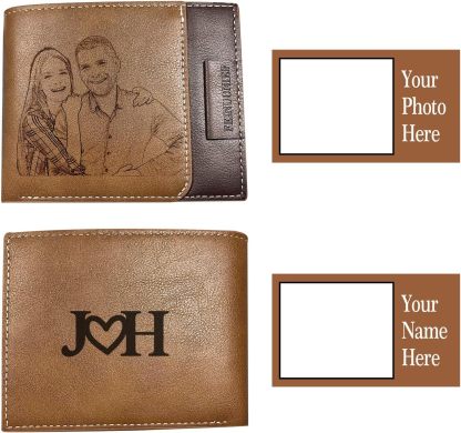 Custom Wallet for Men, Personalized Engraved Men's Wallet, Long Leather Men Wallet with Photo Name for Anniversary Birthday Wedding, Personalized Gifts for Him Dad Husband Groomsman Boyfriend