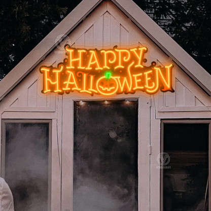 Handmade Neon Happy Halloween Sign, LED Wall Art For Haunted House Or Trick Or Treat Night