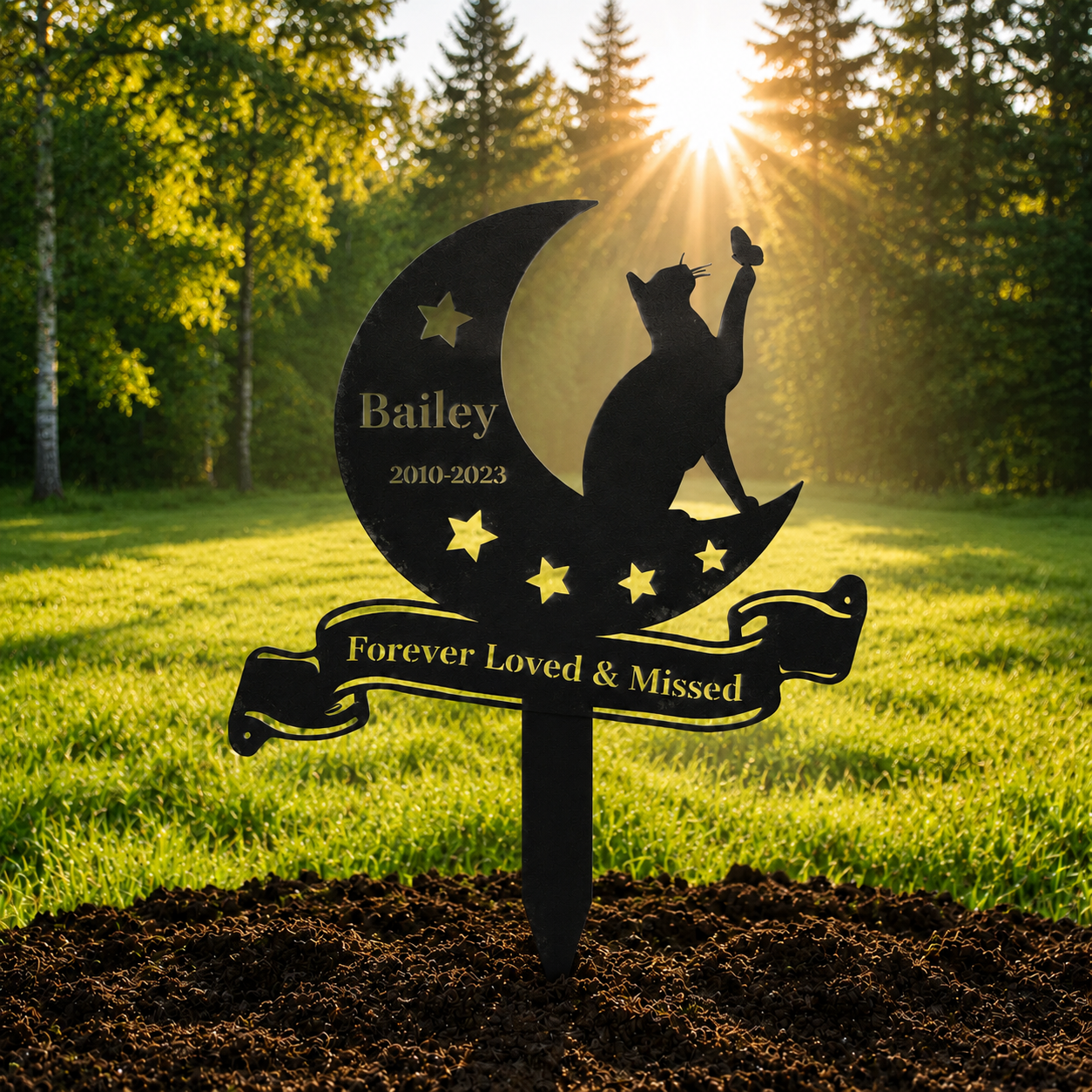 Personalized Butterfly Cat Memorial Grave Marker, Custom Memorial Cat Garden Stake Metal Pet Grave Marker, Customized Cat Grave Marker Memorial Plaque Garden Cemetery Decoration