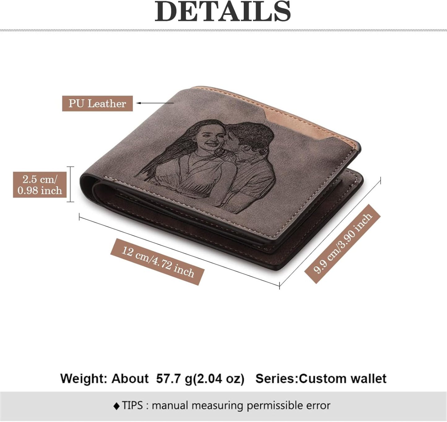 Custom Wallets for Men, Personalized Photo Wallets for Fathers Day, Personalized Gifts Engraved Wallets for Boyfriend Husband Dad Men Him