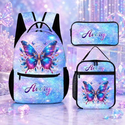 Personalized Shiny Butterfly Children's Backpack — Personalized Name Backpack — Back-to-School Gift