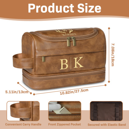 Personalized Men's Leather Toiletry Bag, Dopp Kit, Groomsmen Gifts, Father's Day Gift Travel Toiletry Bag, Men's Leather Accessory
