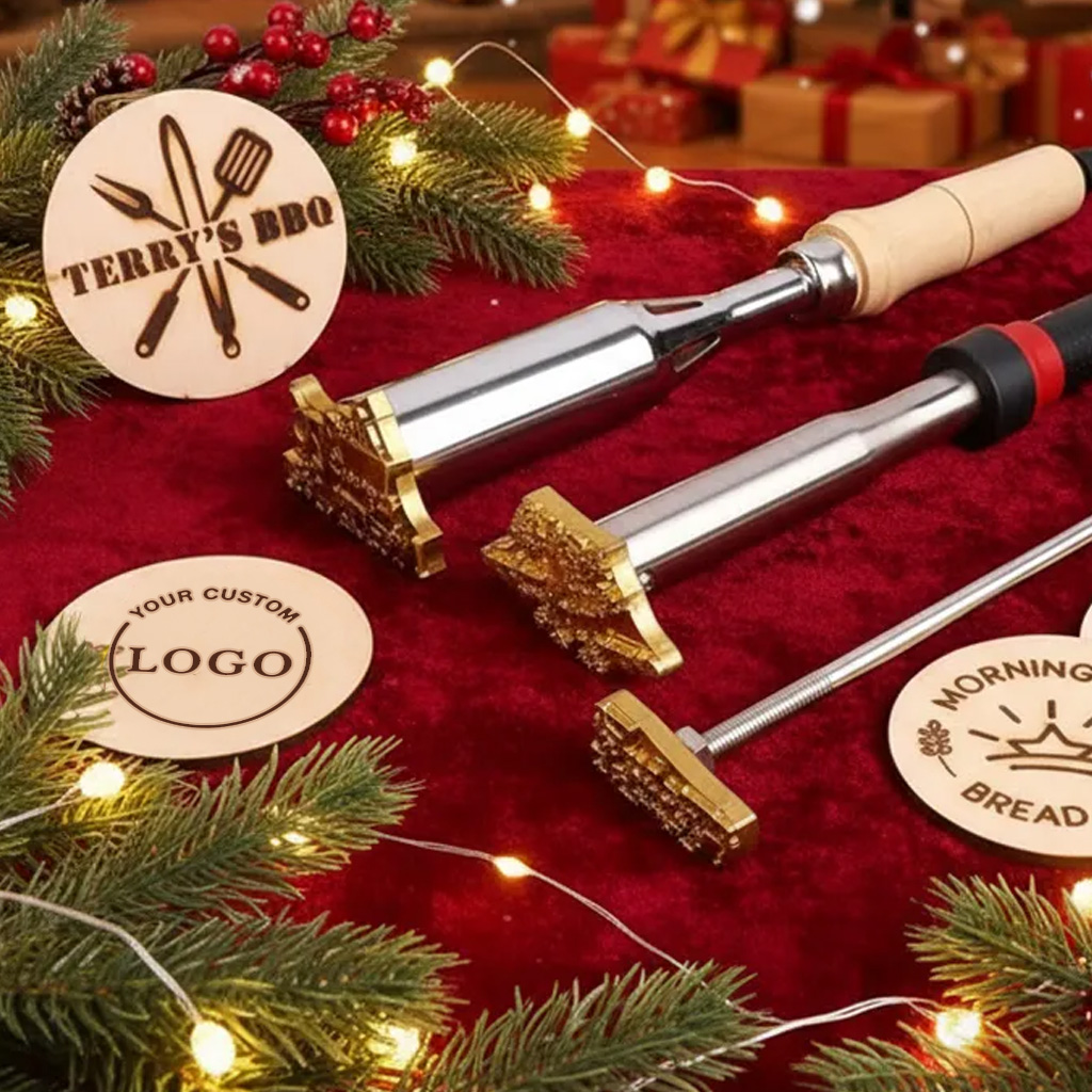 Personalized Christmas Branding Iron, Custom Wood Stamp for Woodworkers, Engraved Electric Branding Tool