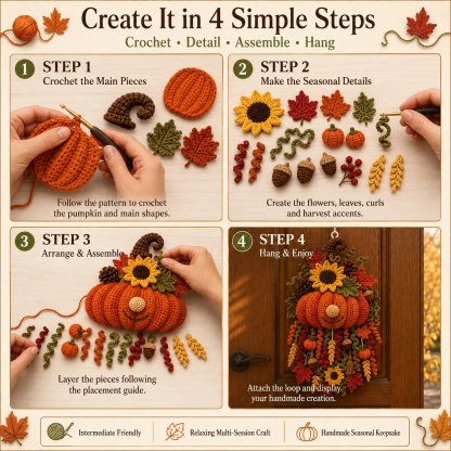 🧶 DIY Seasonal 3D Crochet Door Hanger Kit Collection | Coordinated Yarn, Filling, Accessories & Step-by-Step Instructions Included 💕