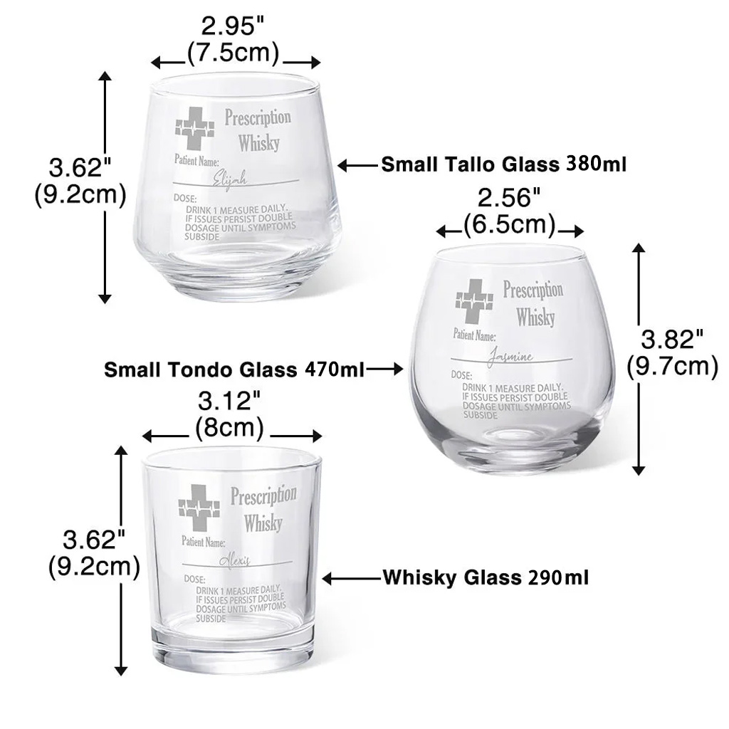 Personalized Funny Prescription Whisky Glasses and Slate Coaster with Laser Engraved Name Father's Day Gift