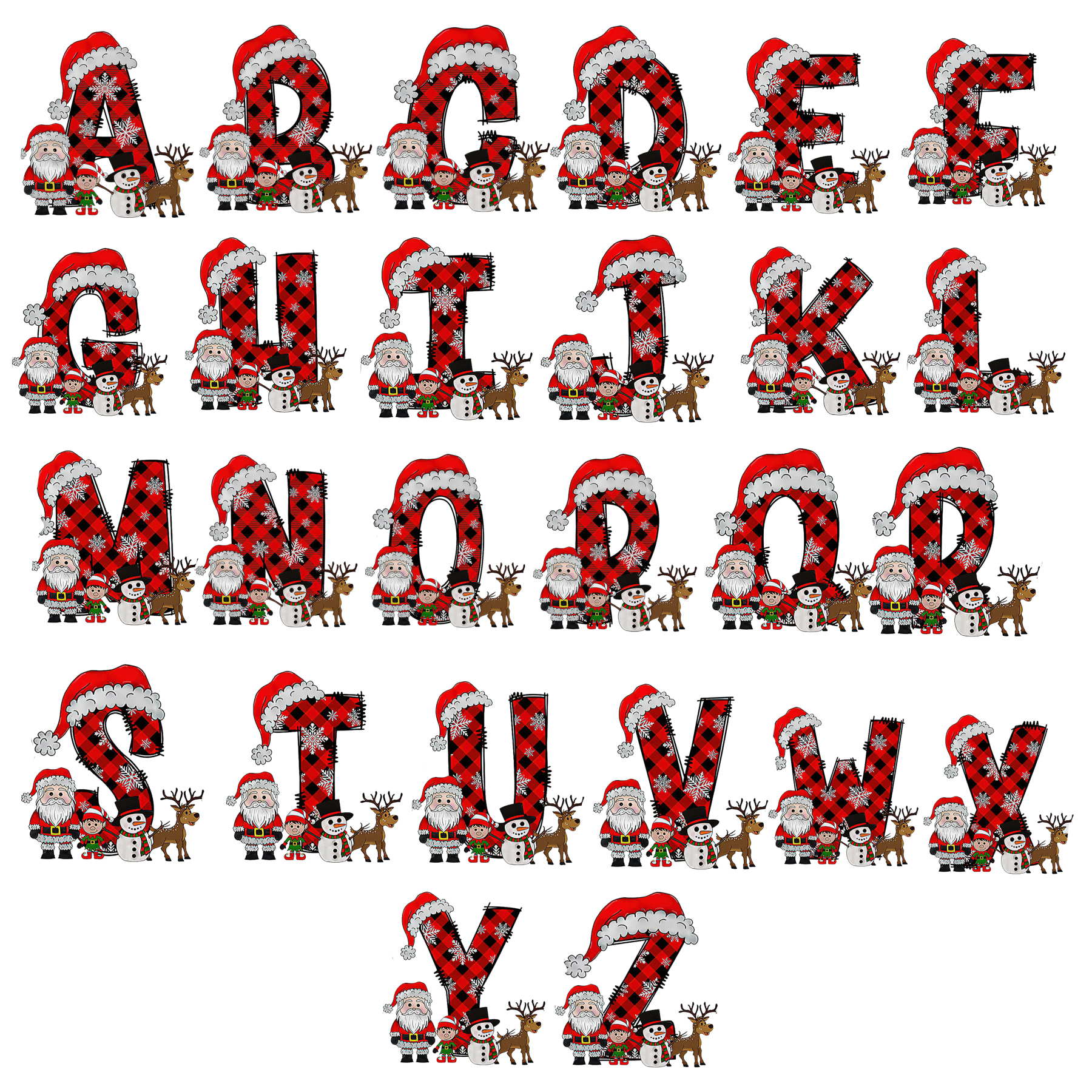 Personalized Christmas Santa Sack with Name & Initial, Custom Gift Bag with Santa Reindeer Snowman, Holiday Present Bag for Kids & Family