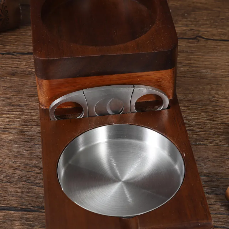 [Copy]Personalized Whiskey & Cigar Tray Glass Holder Ashtray Whiskey, 2 in 1 Wooden Cigar Ashtray With Whiskey Glass Holder, Great Gifts for Men