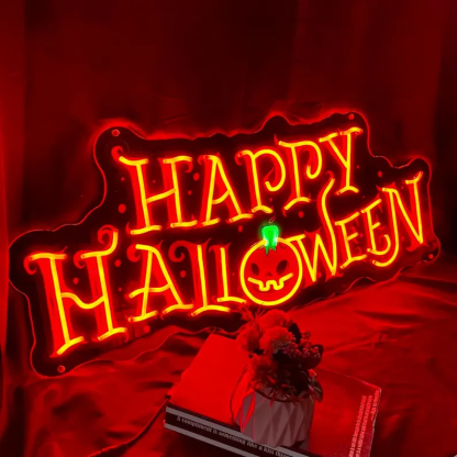 Handmade Neon Happy Halloween Sign, LED Wall Art For Haunted House Or Trick Or Treat Night
