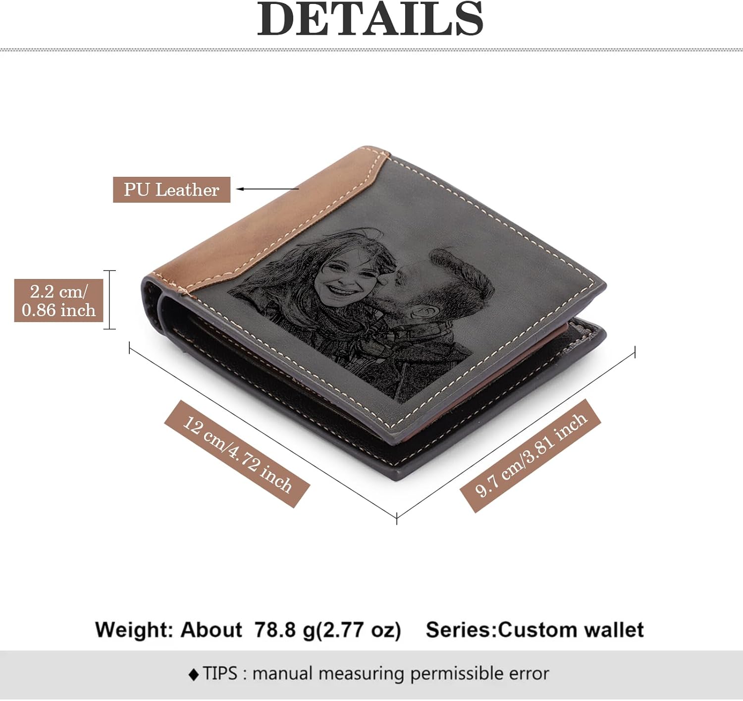 Custom Wallets for Men, Personalized Photo Wallets for Fathers Day, Personalized Gifts Engraved Wallets for Boyfriend Husband Dad Men Him