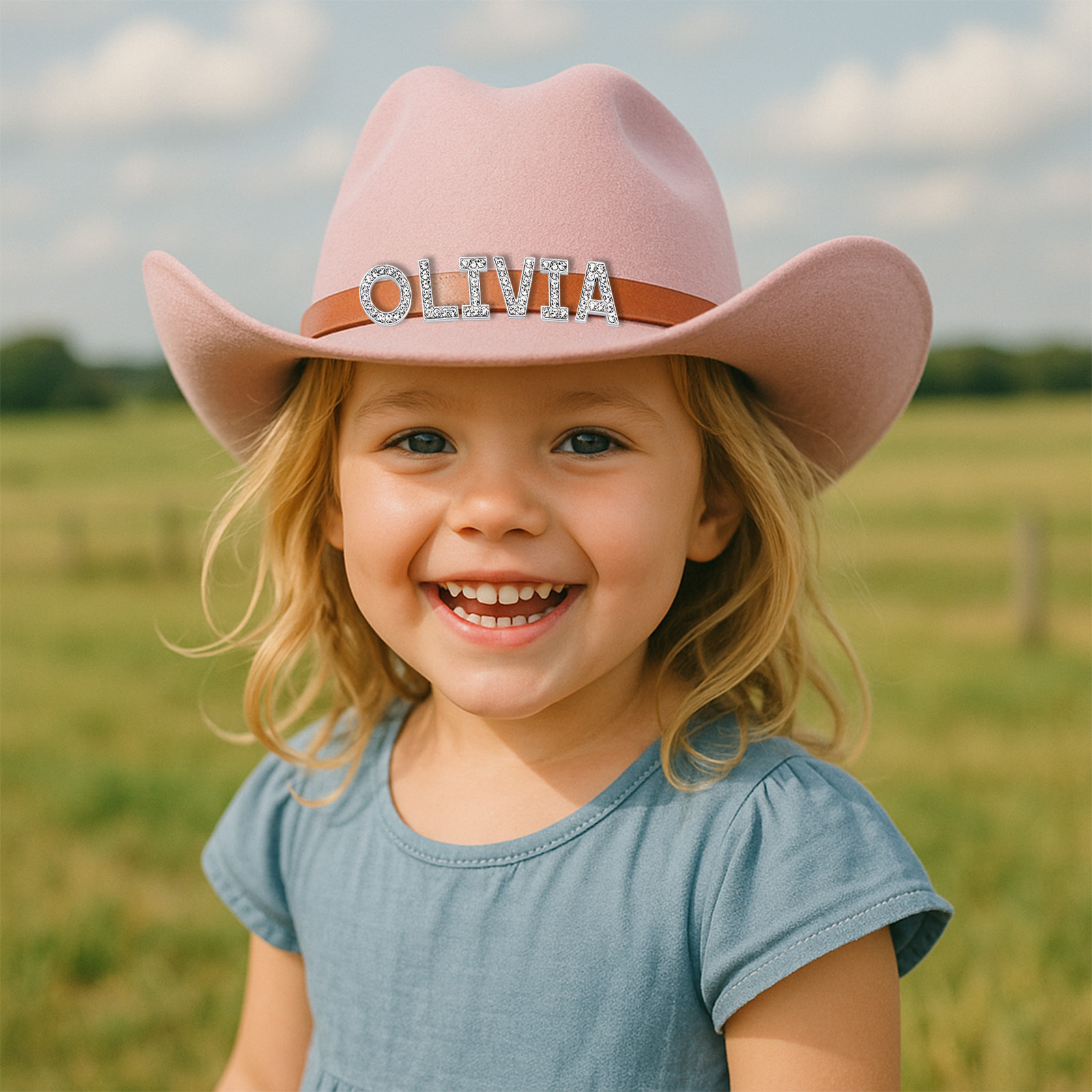Custom Toddler Cowboy Hat for Kids, Personalized Rhinestone Cowgirl Hat for Girls Boys, Sparkly Cowboy Hat for Women Men