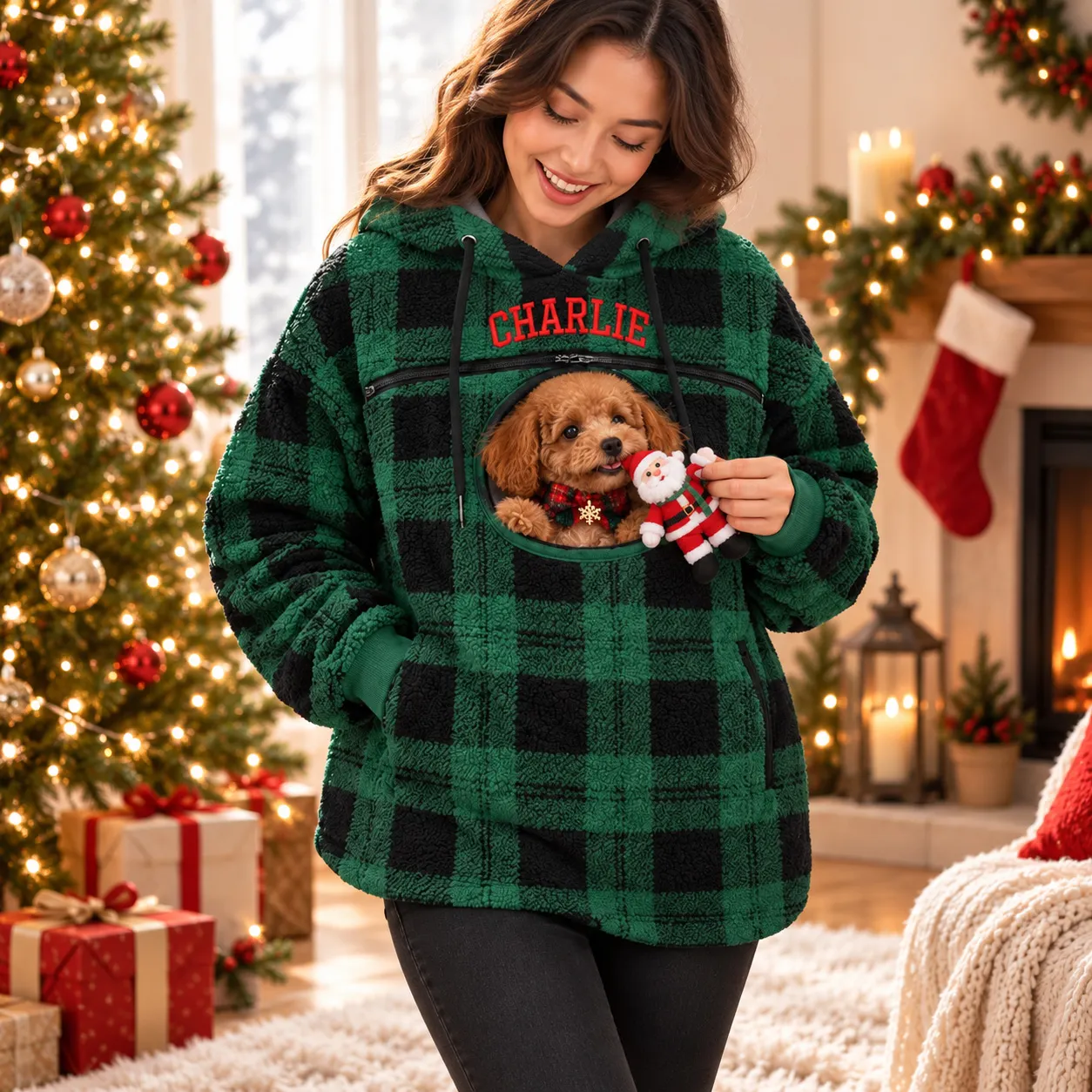 Personalized Pet Carrier Hoodie with Custom Name, Cozy Fleece Dog & Cat Carrying Sweatshirt, Hands-Free Puppy Pouch Hoodie, Small Pet Carrier Jacket, Gift for Pet Lovers