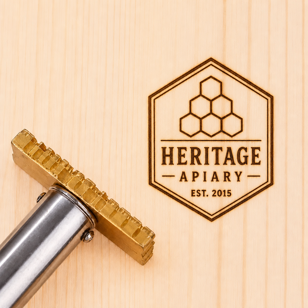Personalized Beehive Themed Branding Iron – Custom Logo Stamp for Woodworking, Leathercraft & Beekeeper Gifts