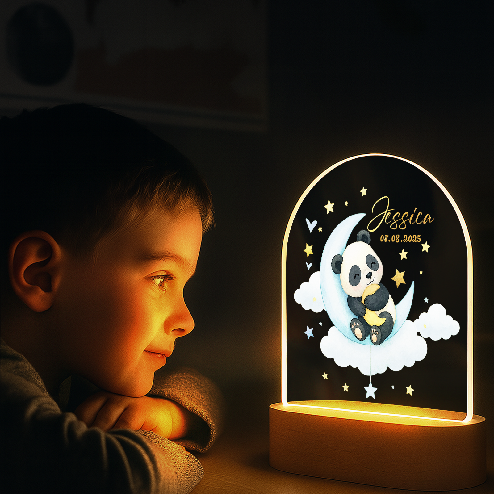 Custom Panda LED Night Light – Soft Blue Glow for Kids Room