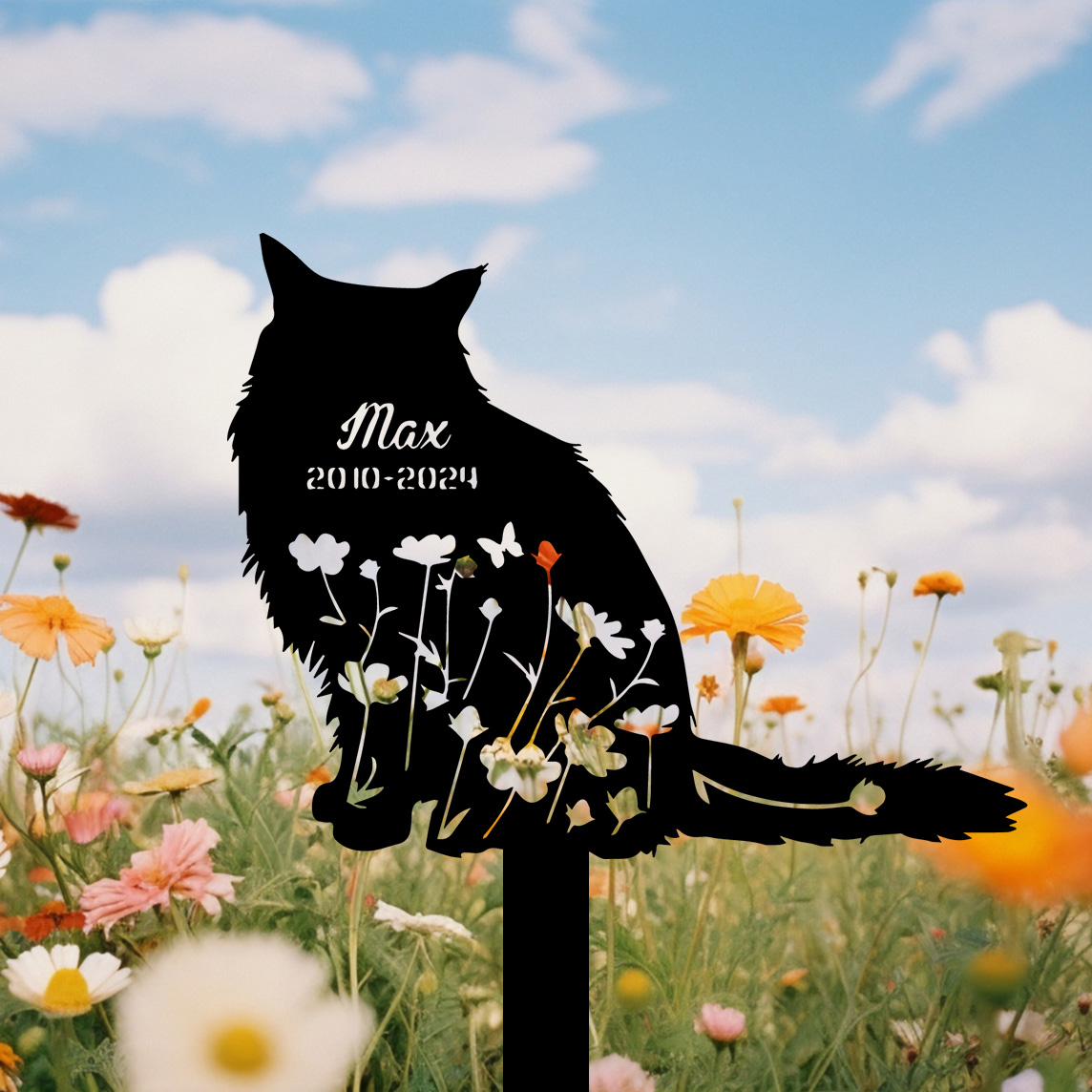 Custom Cat Memorial Stake, Cat Grave Marker, Cat Breed Metal Sign, Pet