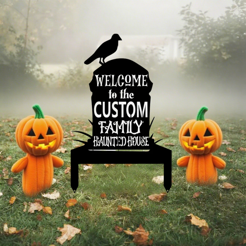 Gravestone Custom Family Name Metal Sign, Halloween, Halloween Sign, Custom Gravestone, Haunted House, Yard Decor, Custom Halloween, Spooky