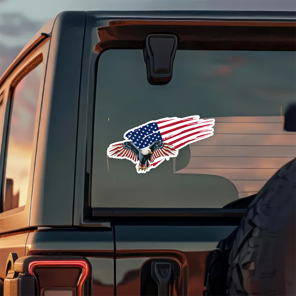 American Eagle Waving USA Flag Car Window Decal Sticker HA75 898390