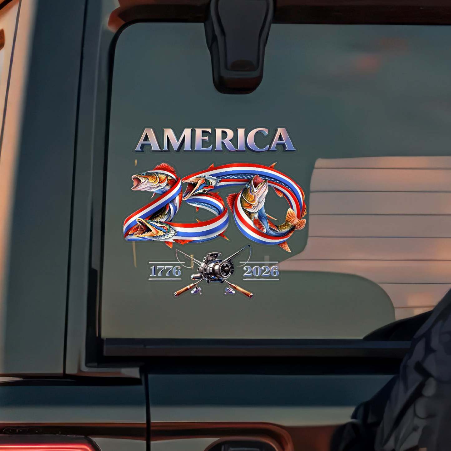 Bass Fishing America 250 1776 - 2026 Car Window Decal Sticker LM32 899193