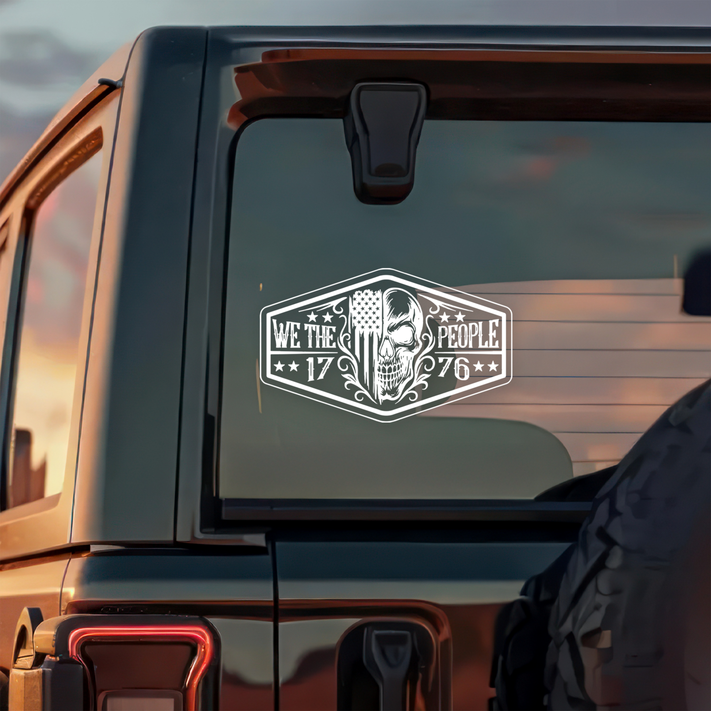 Patriotic We the People USA Flag Skull America 1776 Car Window Decal Sticker HA75 898966