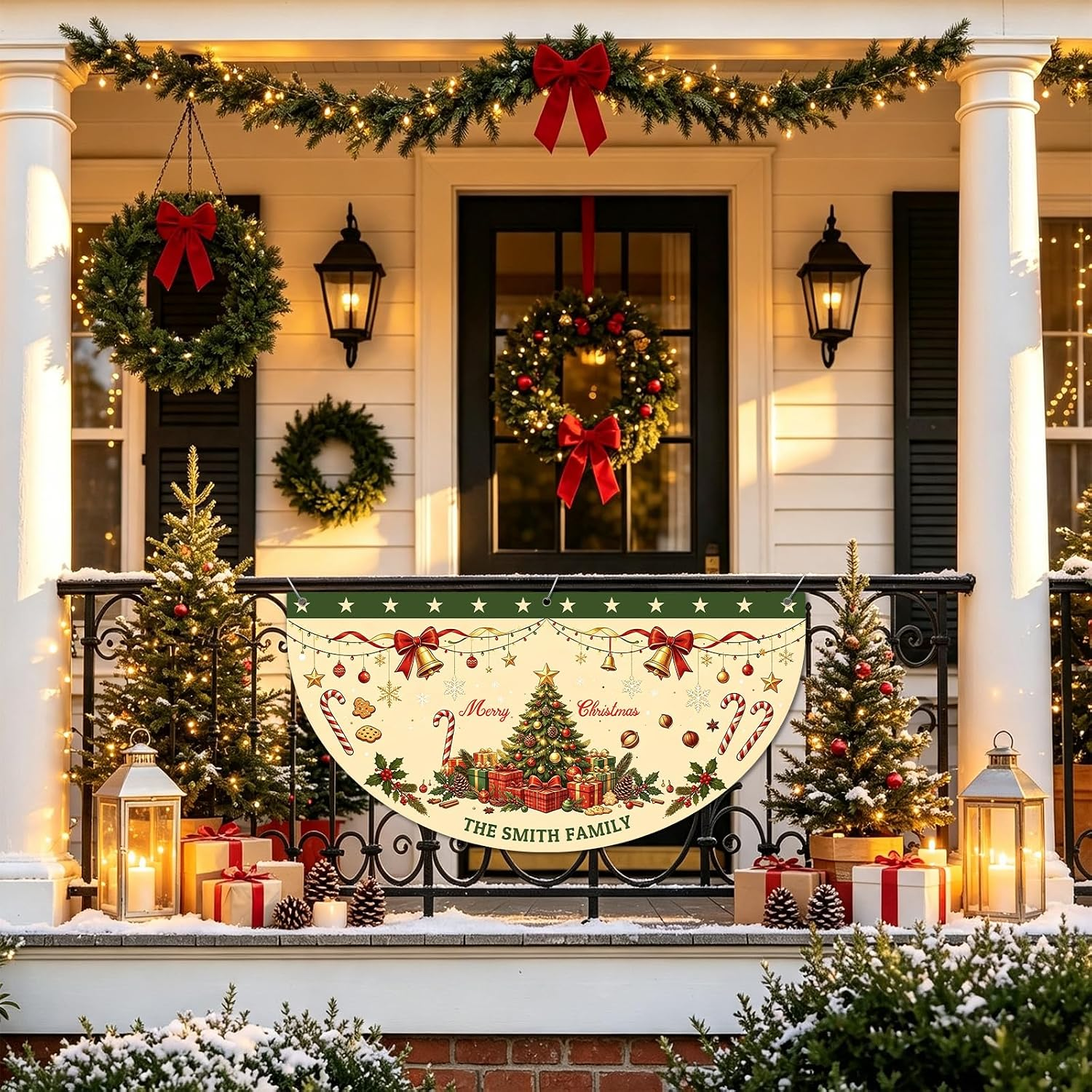 Custom Christmas Banner Personalized Christmas Bunting Party Backdrop for Indoor & Outdoor