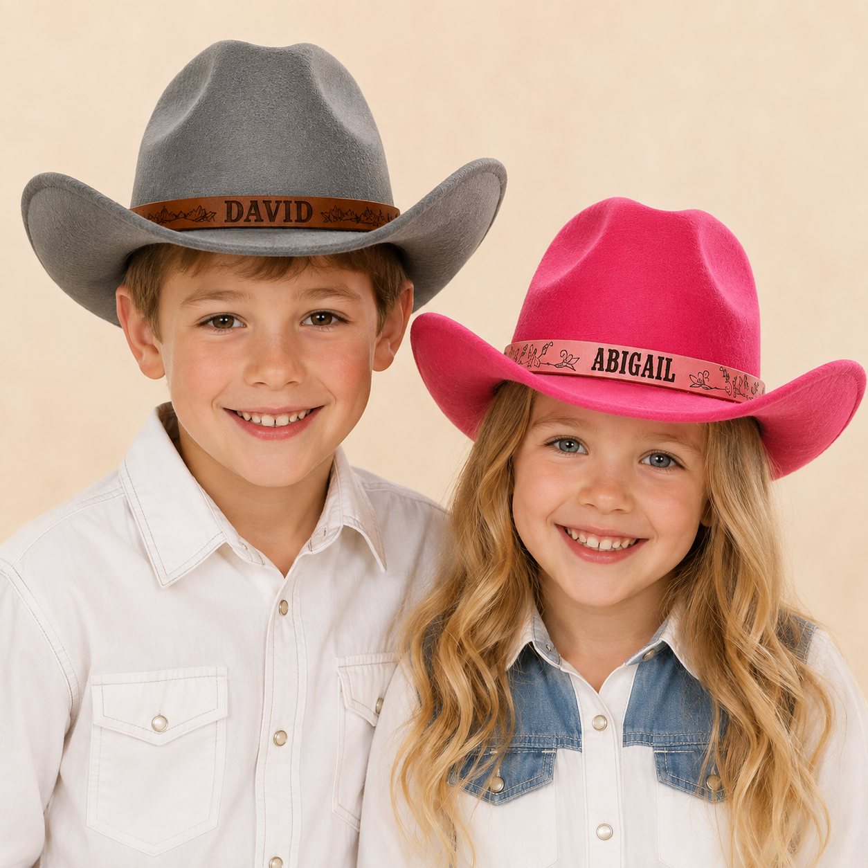 Personalized Cowboy Hat for Toddler Boys Girls, Western Hat for Kids Men Women, Custom Leather Patch Baby Cowgirl Hat