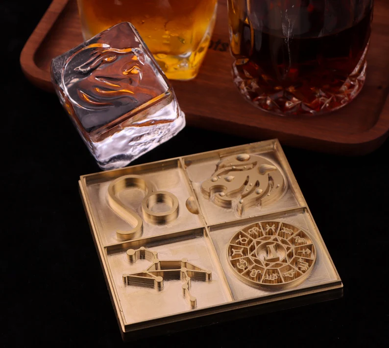 Whiskey Ice Cube Stamp,Custom Ice Plate,Custom Ice Stamp,Whiskey Birthday Gift,Barware Gift For Whisky Lovers,Valentines Day Gift