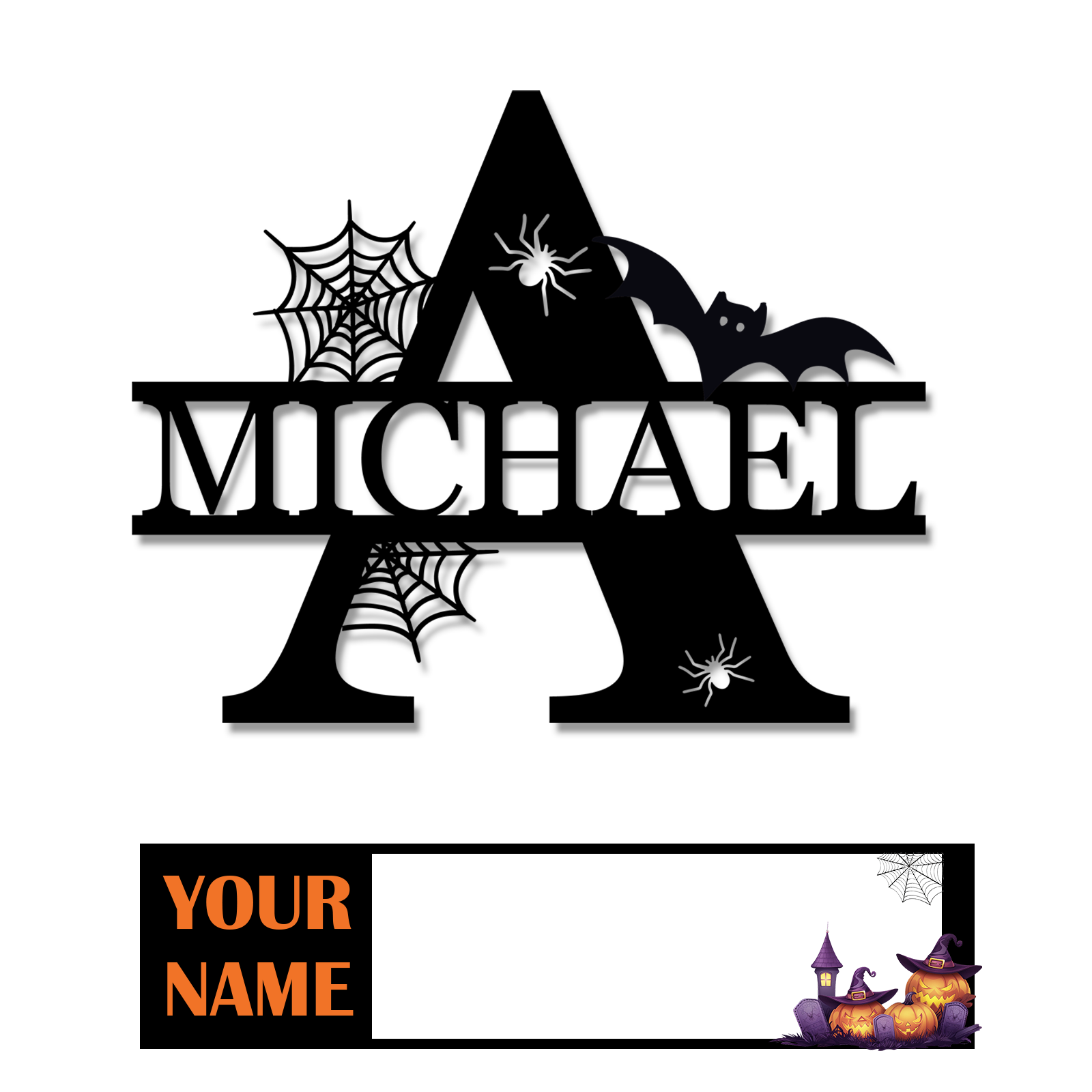 Custom Halloween Split Monogram Personalized Halloween Alphabet Letters Halloween Family Name Sign Spooky Last Name Letter Monogram Custom Metal Fall Autumn Home Decor