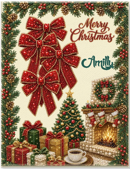 Personalized 3D Pearl Art DIY Kit – Custom Name Holiday Canvas Wall Decor