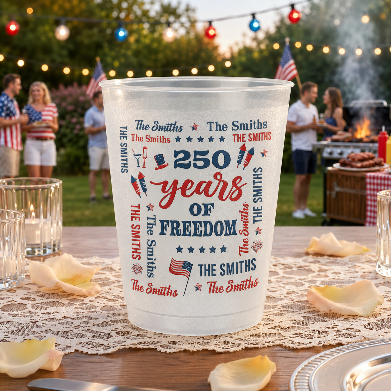We The People Like To Party Patriotic Repeating Family Name - Personalized Cups
