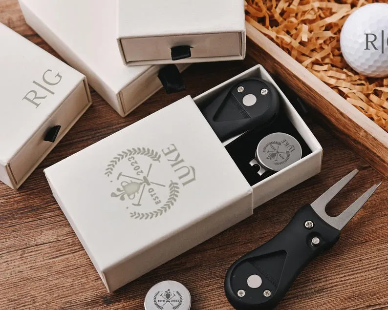 Personalized Golf Ball Marker Set with Custom Retractable Divot Tool, Engraved Golf Accessories for Men, Unique Golf Gifts for Him, Husband, Dad & Groomsmen