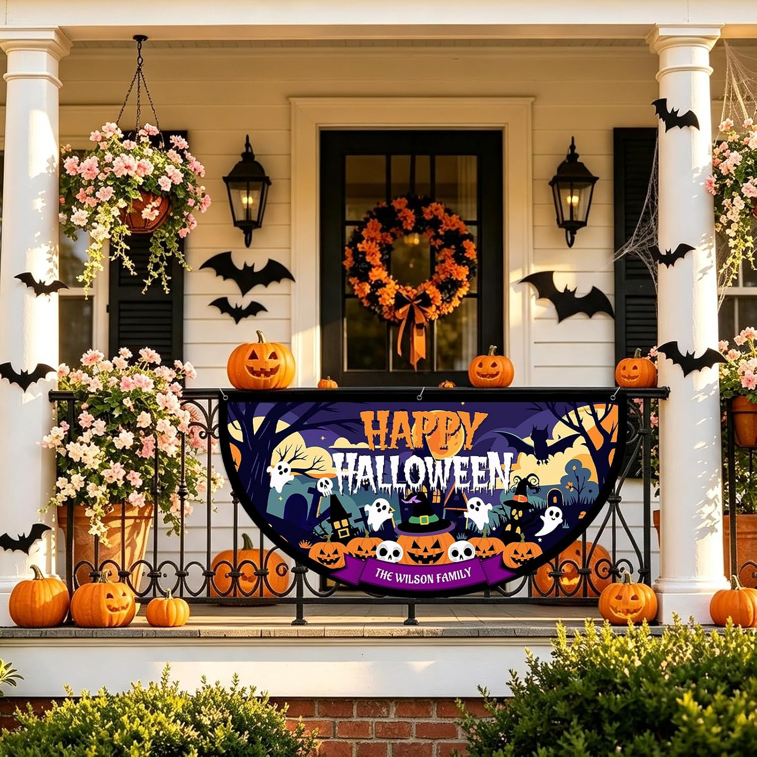 Custom Halloween Banner Personalized Halloween Bunting Party Backdrop for Indoor & Outdoor