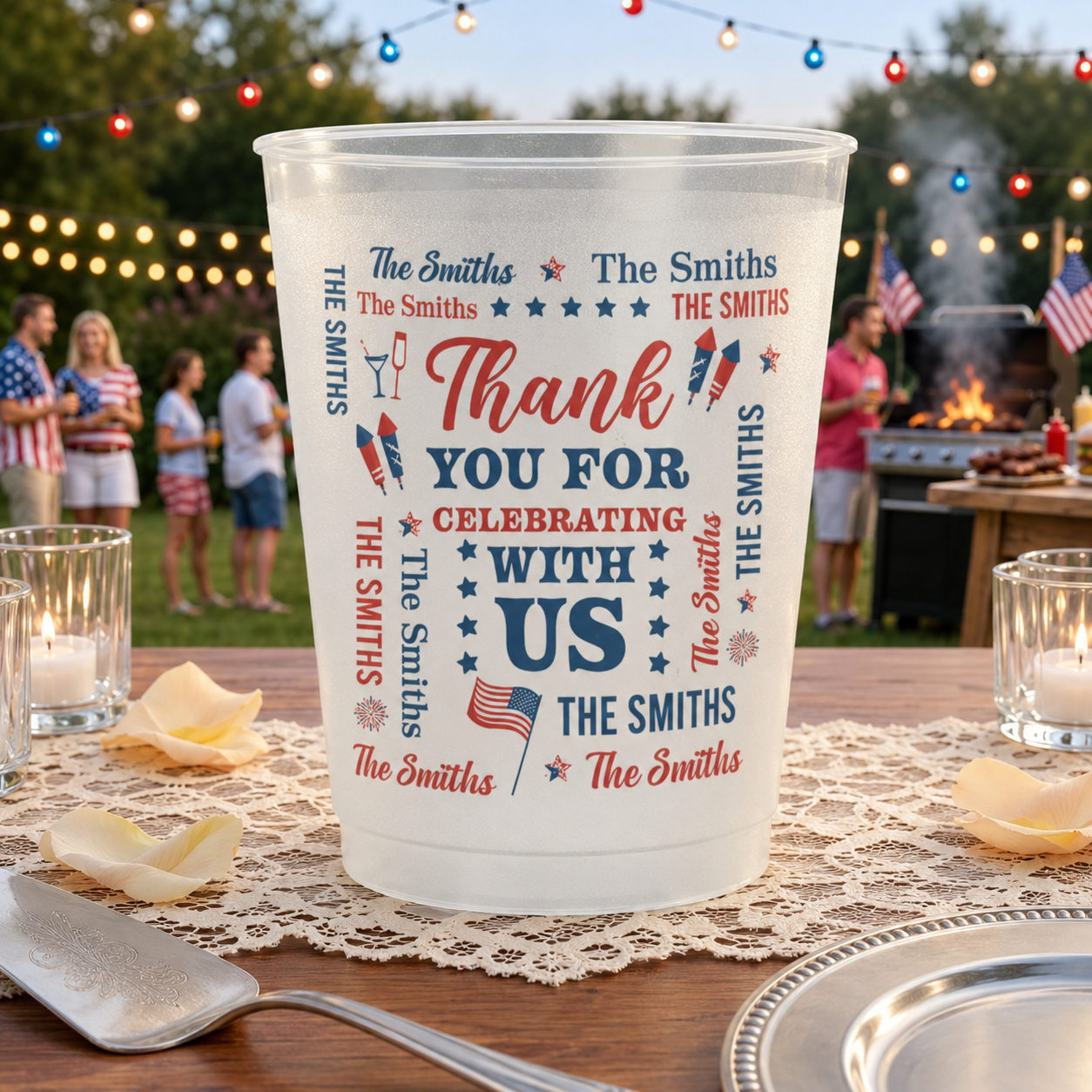 We The People Like To Party Patriotic Repeating Family Name - Personalized Cups