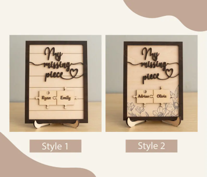 Puzzle Pieces Couple Plaque, Valentine Sign, Anniversary Gift, Name Sign For Couple, Gift For Her, Puzzle Couple Name, Wood Name Sign