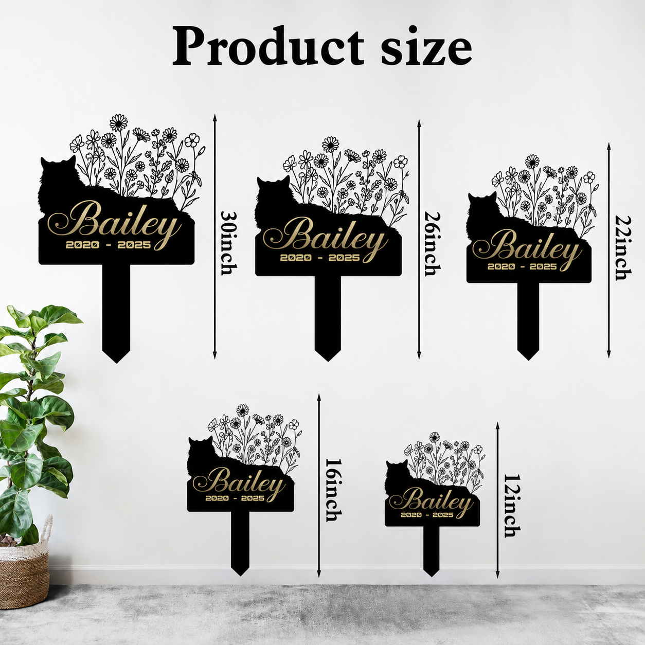 Cat Headstone and Grave Marker – Personalized Outdoor Grave Marker for Pets with Custom Name and Year, Durable Metal Cat Tombstone for Garden Tribute
