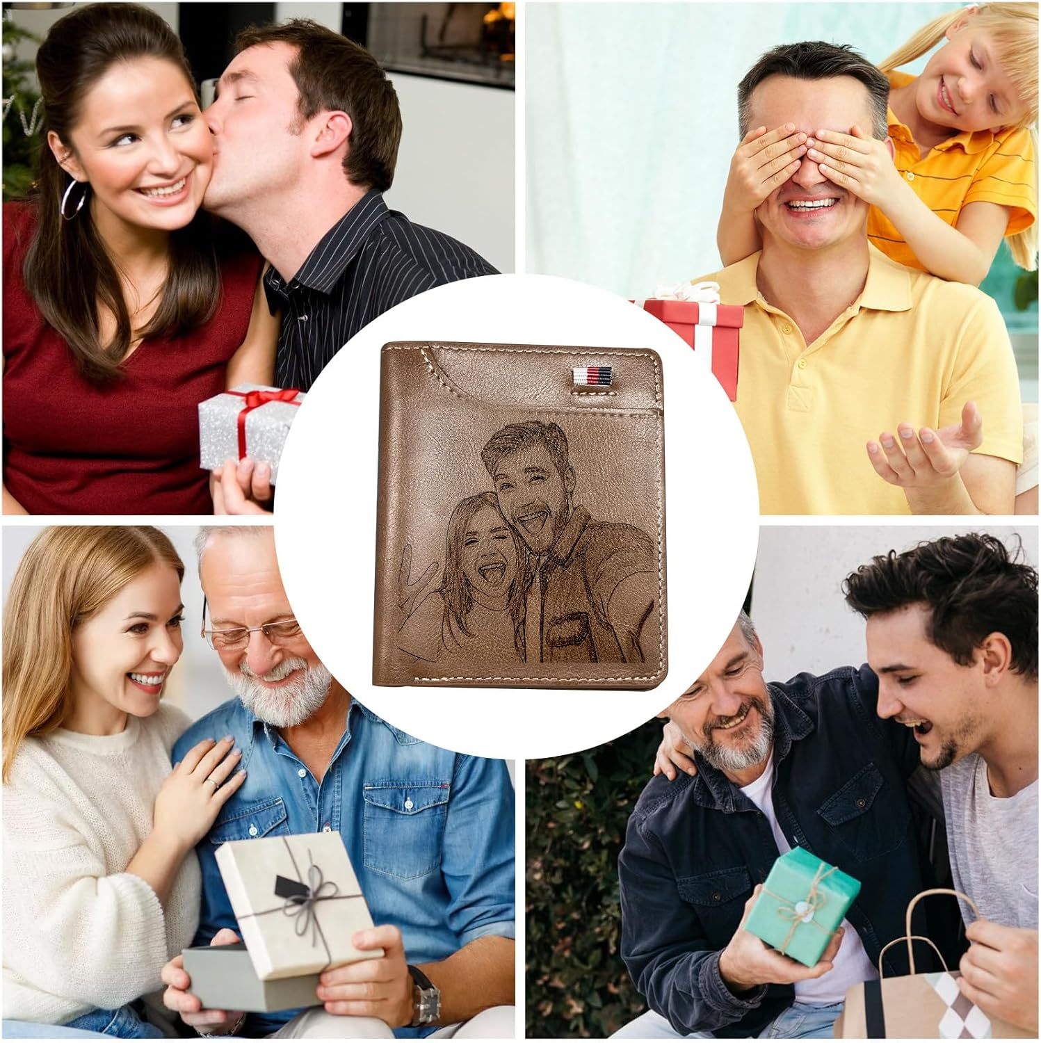 Custom Wallet for Men, Personalized Engraved Men's Wallet, Long Leather Men Wallet with Photo Name for Anniversary Birthday Wedding, Personalized Gifts for Him Dad Husband Groomsman Boyfriend