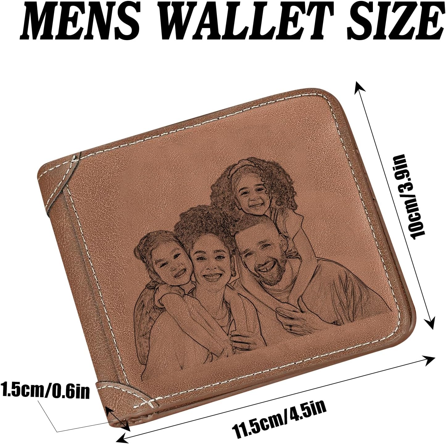 Personalized Photo Wallets for Men, Custom Name Mens Wallets for Him Boyfriend Husband Dad Men, Personalized Gifts Engraved Photo Name Text Wallets for Birthday Anniversary