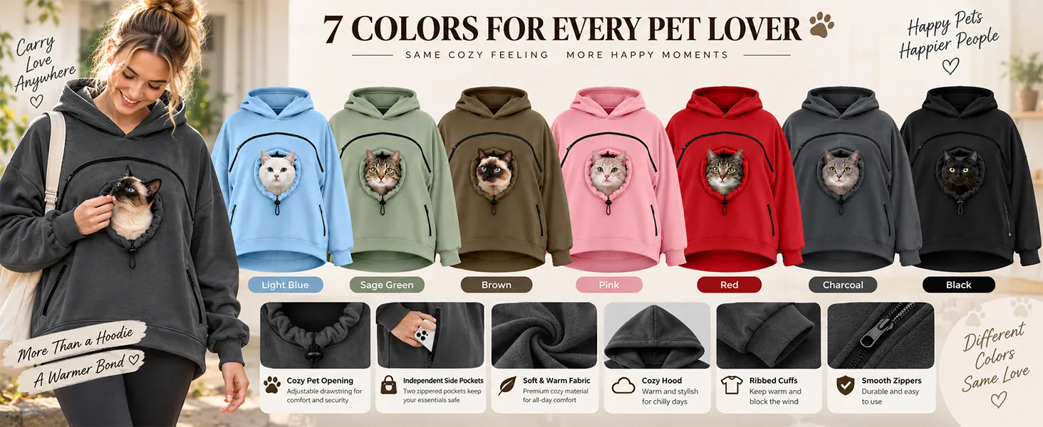 Pet Pouch Hoodie - Cat hoodie with Pouch Pet Carrier Sweatshirt 2026