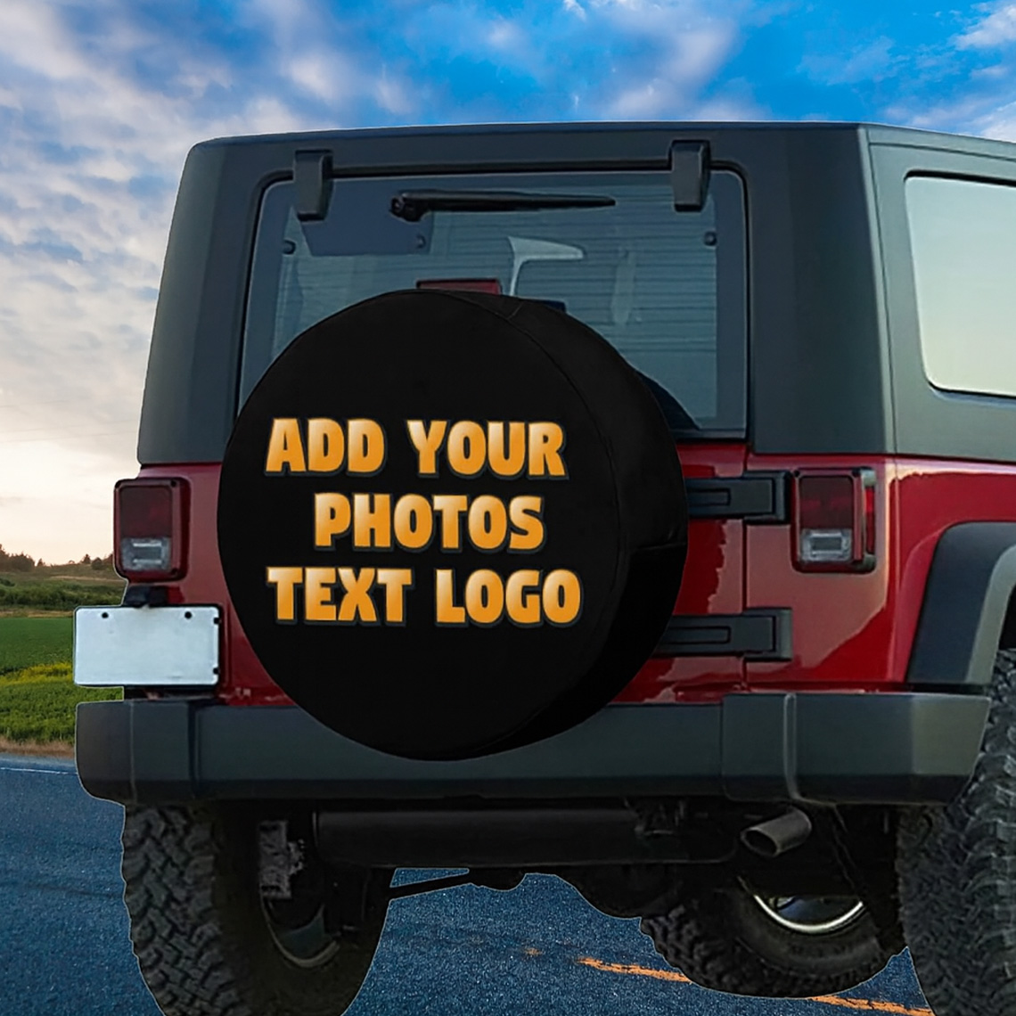 Custom Spare Tire Cover - Personalized Wheel Tire Cover Protectors Add Your Photo Logo Design, PVC Waterproof Universal Tire Covers with Camera Hold for Jeep Wrangler Trailer RV SUV All Vehicle