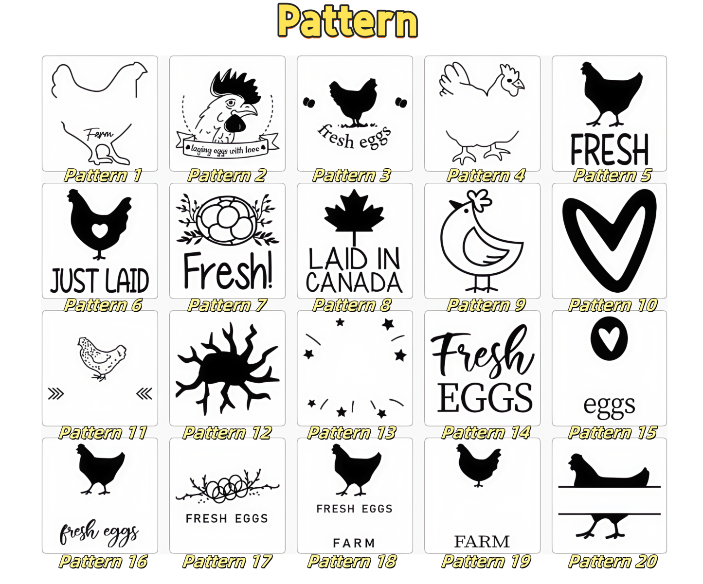 Personalized Chicken Silhouette Pattern Egg Stamp Farm Egg Label with Text and Box Birthday Mother's Day Father's Day Gift for Family Farmer Breeder