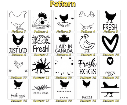 Personalized Chicken Silhouette Pattern Egg Stamp Farm Egg Label with Text and Box Birthday Mother's Day Father's Day Gift for Family Farmer Breeder
