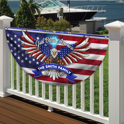 Personalized America 250th Anniversary Bunting Flag Custom Family Name Faith, Family & Freedom America 250 Years Non-Pleated Fan Flag HA75 898786