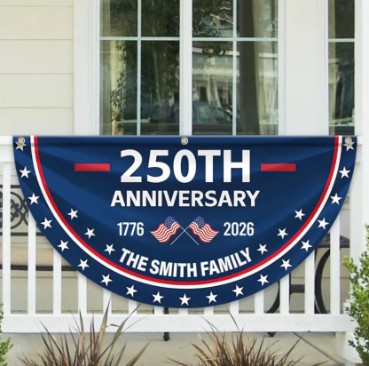 Custom Family Name 250th Anniversary 1776-2026 America Non-Pleated Fan Flag