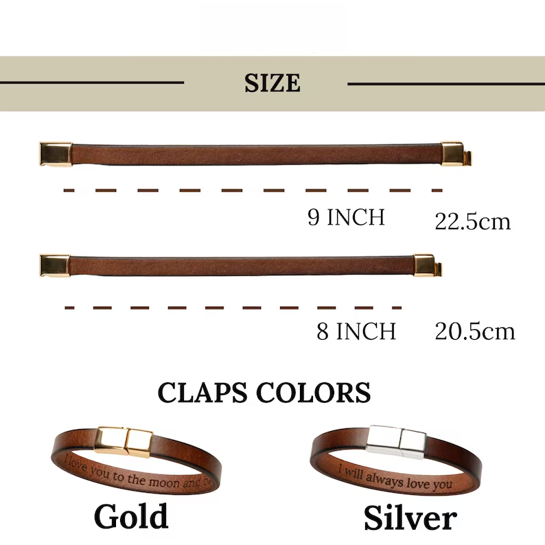 Personalized leather bracelet with secret message 1 year anniversary sentimental gifts for boyfriend, Engraved bracelet Gift for husband